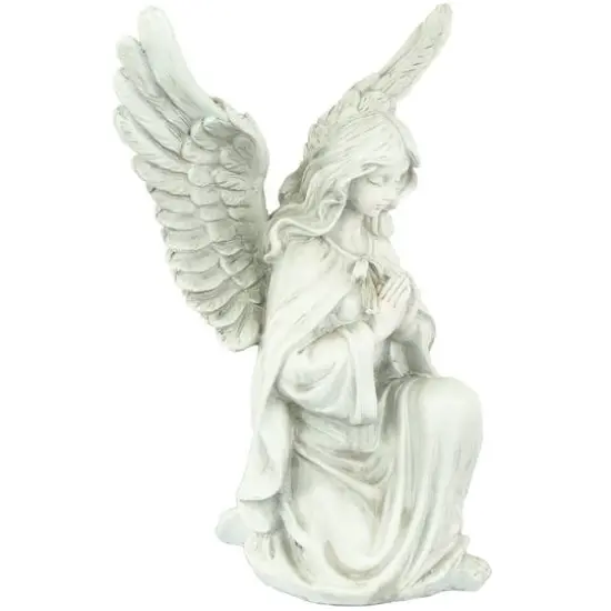 13" Kneeling Praying Angel Outdoor Garden Statue {4}