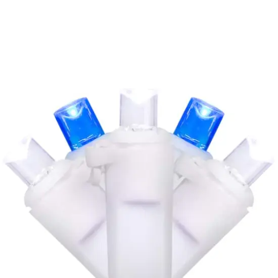 50ct. LED Wide Angle Christmas String Lights with White Wire Blue/White {1}