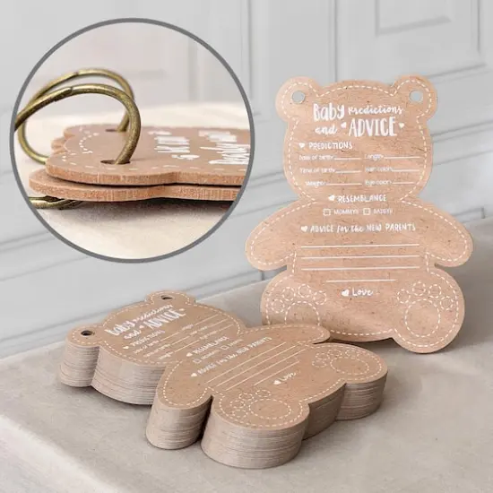 Kate Aspen&reg; Kraft Bear Shape Baby Shower Prediction Advice Card Keepsake Book Set {5}