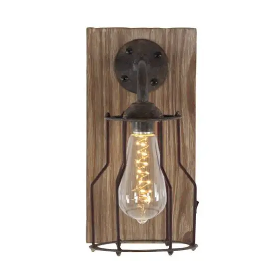 11" Brown Iron Industrial LED Wall Sconce {1}