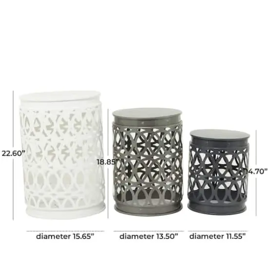 Multi Colored Metal Contemporary Accent Table, Set of 3" Set of 3" 23", 19", 15" {8}