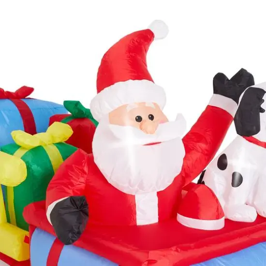 Glitzhome&reg; 7ft. Inflatable Santa in Truck With Lights {9}