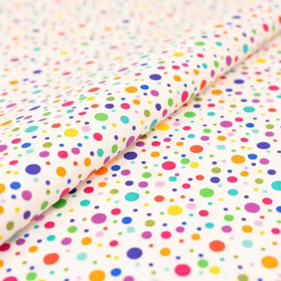 SINGER Rainbow Dots on White Cotton Fabric {3}