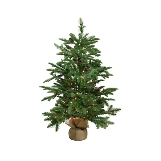 3ft. Pre-Lit Viella Norway Spruce Artificial Christmas Tree in Burlap Base, Clear Lights {5}