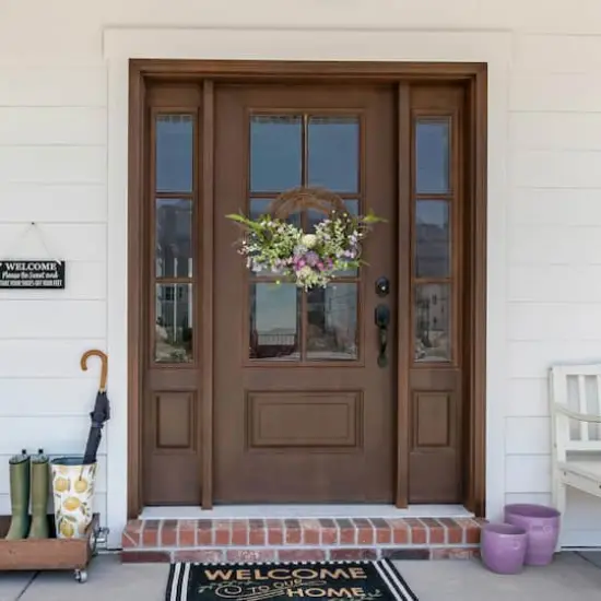 24" Purple Wildflower & Berry Half Spring Wreath {4}