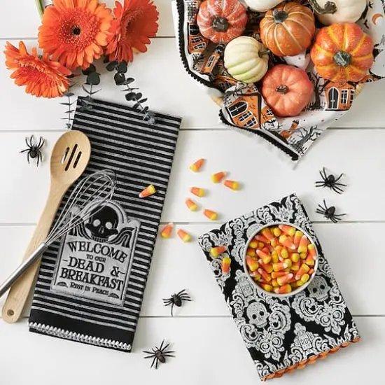 DII&reg; Haunted Hallow Embellished Dishtowel Set {5}
