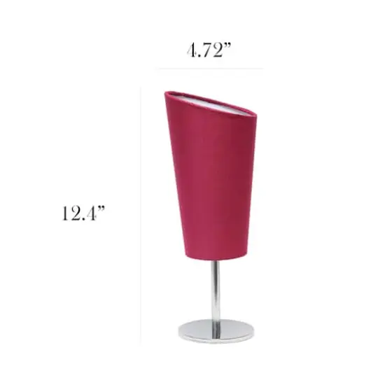 Simple Designs&trade; 12.5" Mini Chrome Table Lamp with Angled Fabric Shade Pink {4}