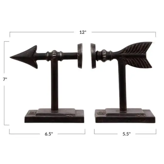 Hello Honey&reg; Bronze Arrow Cast Iron Bookends Set {3}