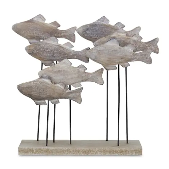 Wooden Fish School Sculpture {1}