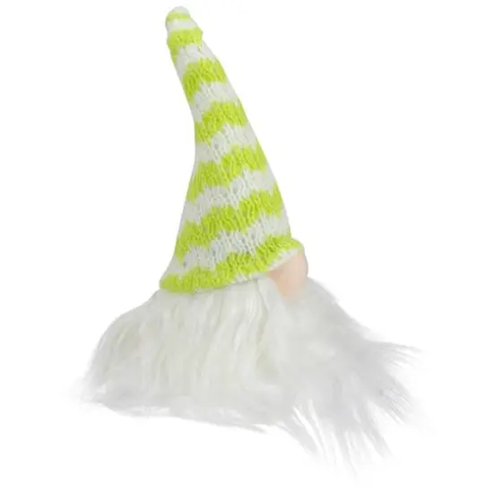 7.5" Lime Green & White Striped Hat Spring Gnome {4}