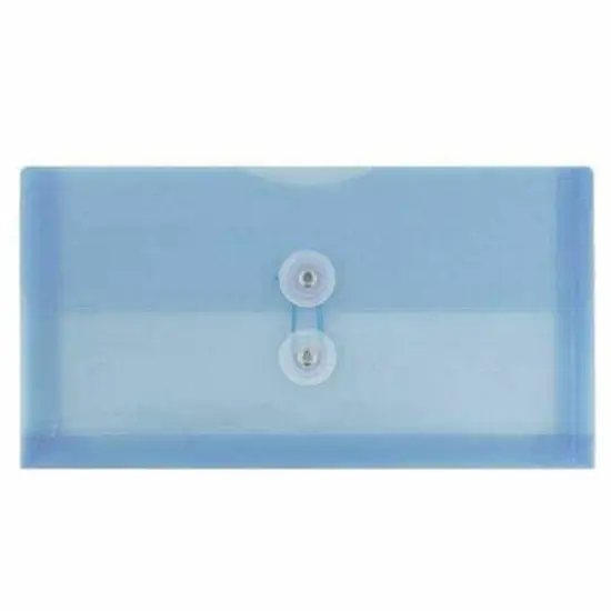 JAM Paper 5.25" x 10" Plastic #10 Business Envelope with Button and String Closure, 24ct. Blue {1}