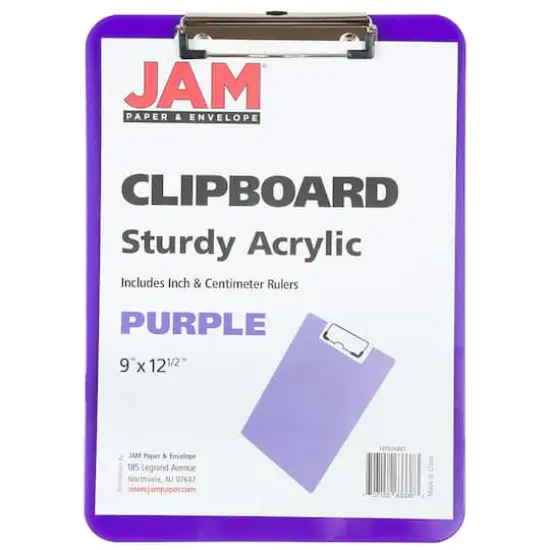 JAM Paper Letter Size Plastic Clipboards, 12ct. Purple {4}