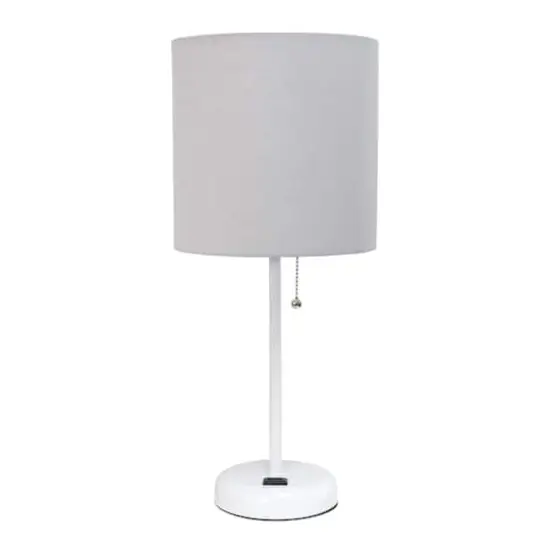 Creekwood Home Oslo 19.5" Power Outlet Table Lamp White Base/Gray Shade {1}