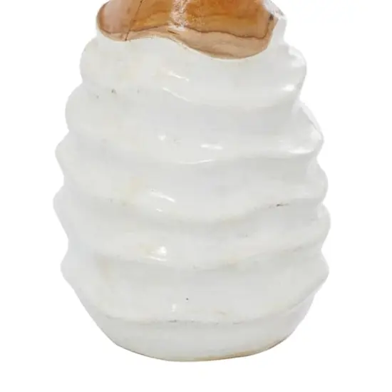 Set of 2 White Teak Wood Coastal Style Vase 6", 10" {5}