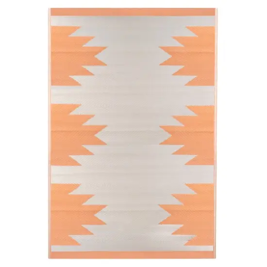 Orange & Beige Aztec Print Outdoor Area Rug, 4ft. x 6ft. {1}