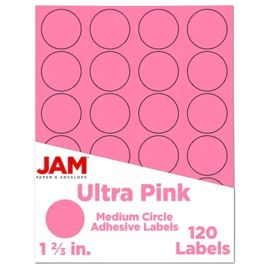JAM Paper Circle Label Stickers Ultra Pink {1}