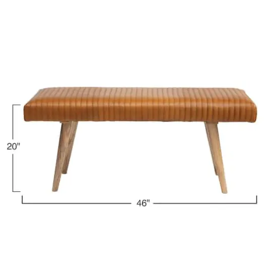 Hello Honey&reg; 46" Wood & Leather Bench {5}