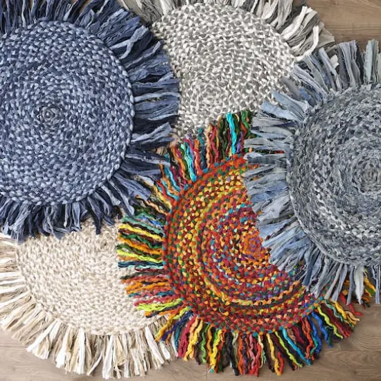 DII&reg; Round Rag Rug, 3ft. Stone and Off White {6}