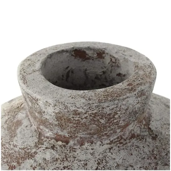 9.75" Brown Ceramic Antique Style Textured Square Vase {8}