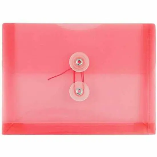 JAM Paper 5.25" x 7.5" Booklet Plastic Envelopes with Button and String Closure, 24ct. Red {1}