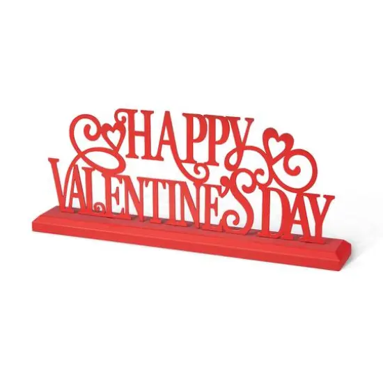 Glitzhome® 16" Wooden & Metal Happy Valentine's Day Table Décor {7}