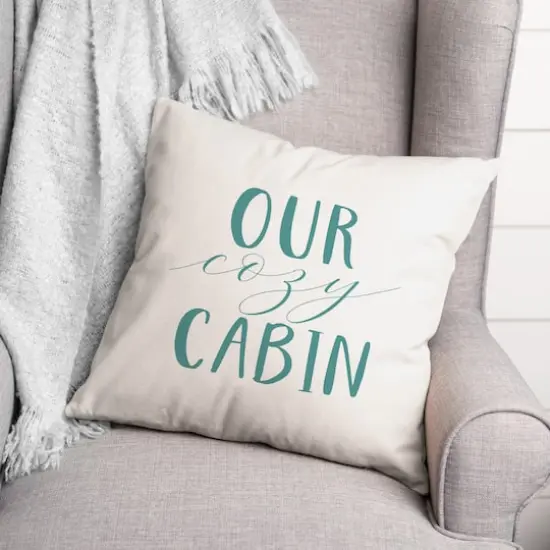 Our Cozy Cabin 18x18 Throw Pillow {3}