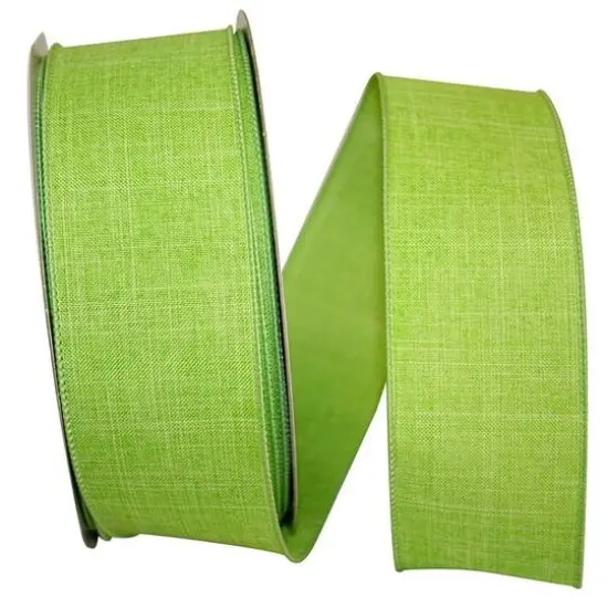 JAM Paper 2.5" x 50yd. Linen Wired Ribbon Lime {1}