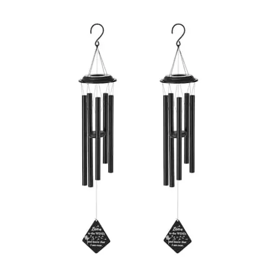 Glitzhome&reg; 38" Matte Black Metal Black Windchime {1}