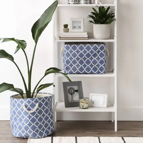 DII&reg; Medium Rectangle Polyester Lattice Bin French Blue {4}