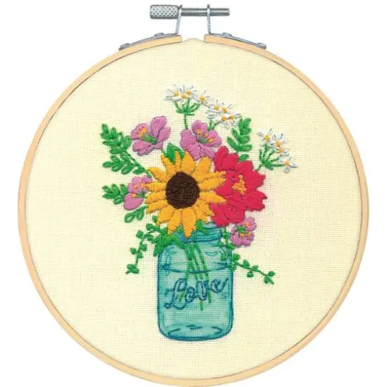 Dimensions&reg; 6'' Floral Jar Embroidery Kit {1}