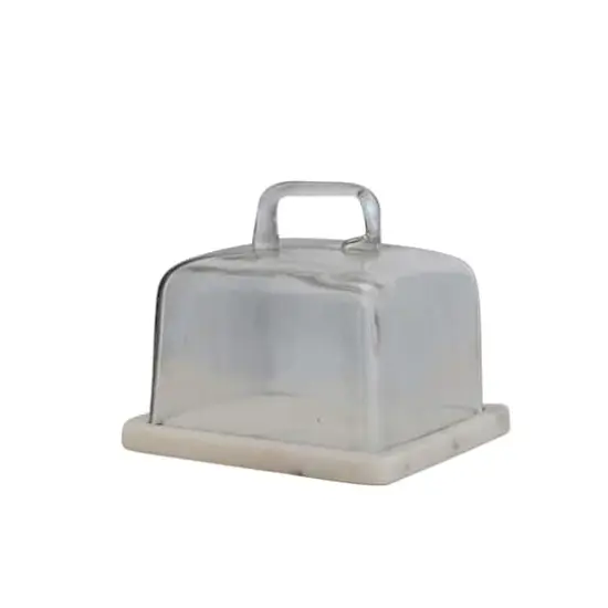 Hello Honey&reg; Glass Cloche with White Marble Base {5}