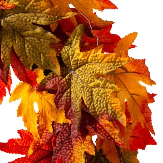 Glitzhome&reg; 24" Fall Lighted Maple Leaves Wreath with Timer {6}
