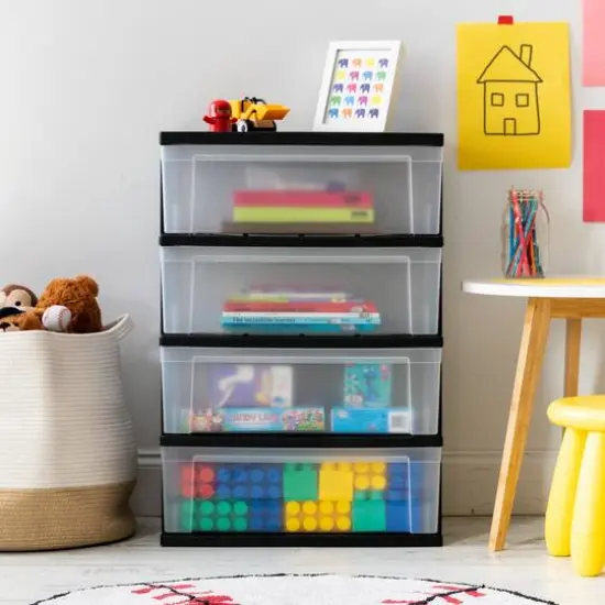 IRIS&reg; 30.5" Black & Clear 4-Drawer Chest {7}