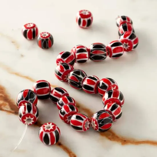 Red, White & Black Lamp Work Glass Beads by Bead Landing&reg; {3}