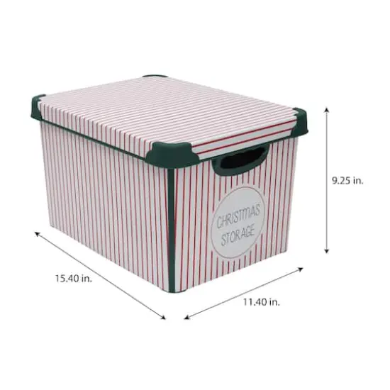 Simplify Christmas Stripe Design Green Ornament Storage Tote Bin {6}