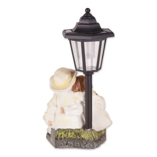 Couple with Solar Street Light Statue 8" x 6" x 12.75" {4}