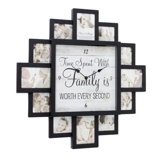 Black "Worth Every Second" Picture Frame Wall Collage Clock {1}