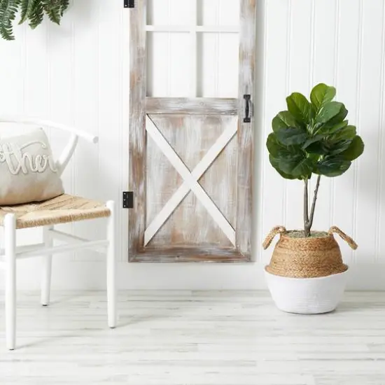 3ft. Artificial Fiddle Leaf Fig Tree With Handmade Cotton & Jute Woven Basket DIY Kit White {11}