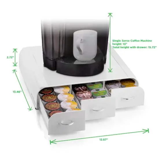 Mind Reader White 36 Capacity 'Anchor' Triple Drawer Single Serve Coffee Pod Holder {4}