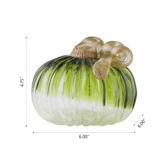 Glitzhome&reg; Short Crackle Glass Pumpkin, Green {16}