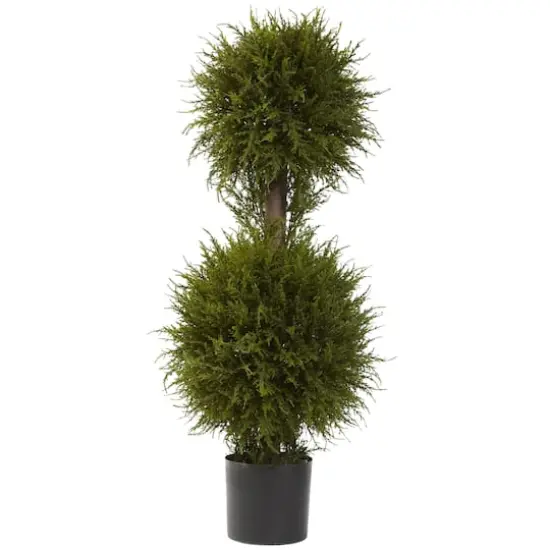 3.5ft. Pre-Lit Potted Cedar Double Ball Topiary Tree {4}