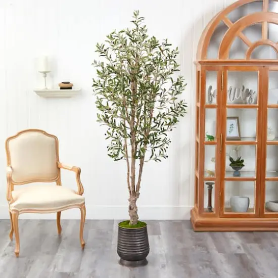 6.5ft. Olive Artificial Tree in Ribbed Metal Planter {4}