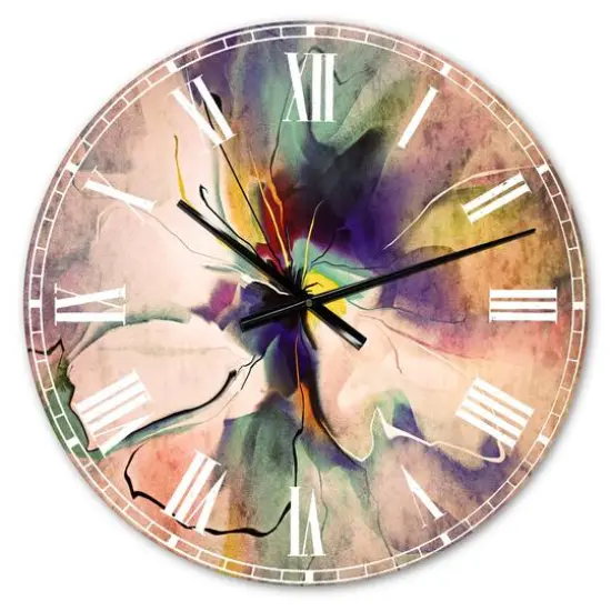Designart Blue Abstract Flower Creative Modern Wall Clock {1}
