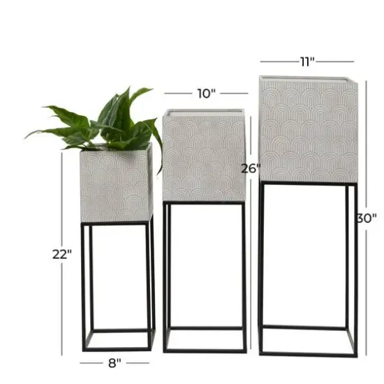 Light Gray Metal Modern Planter Set {8}