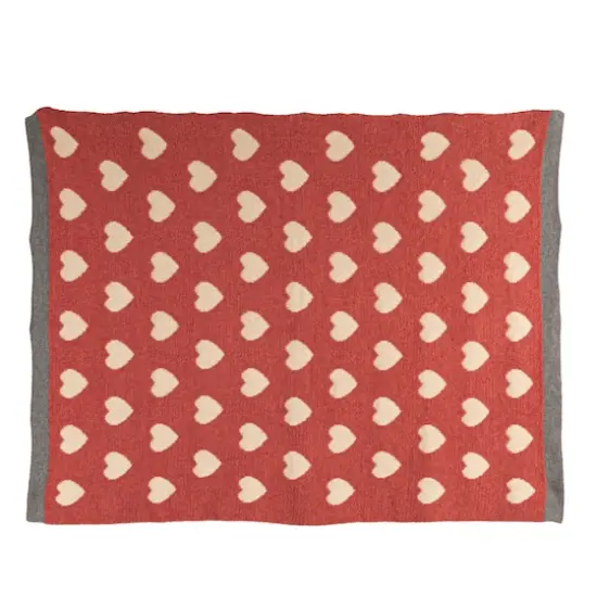 Hello Honey&reg; Pink & White Hearts Cotton Knit Chenille Baby Blanket {6}