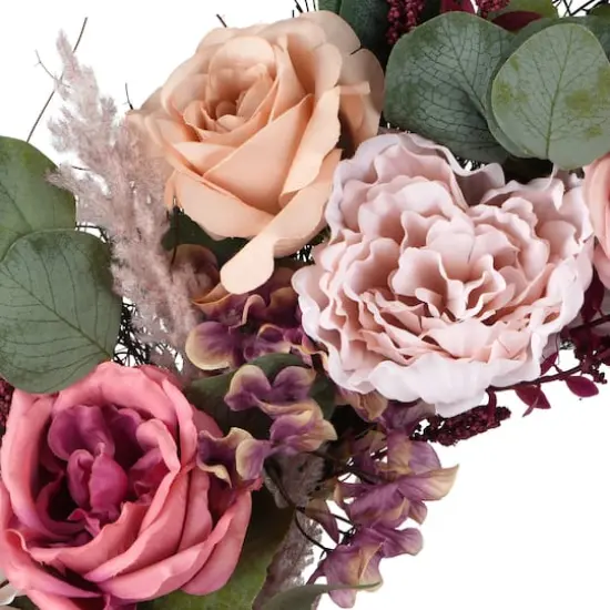 22" Pink Mixed Rose Wreath by Ashland&reg; {3}