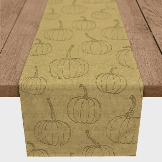 90" Mustard Yellow Pumpkin Pattern Cotton Twill Runner {1}