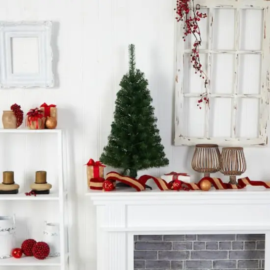 3ft. Pre-Lit Green Artificial Christmas Tree, Warm White LED Lights {11}