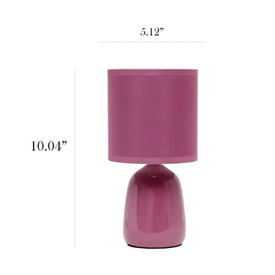 Simple Designs 10" Thimble Base Ceramic Table Lamp Mauve {4}