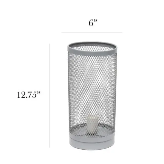 Simple Designs 13" Mesh Cylindrical Steel Table Lamp Gray {4}